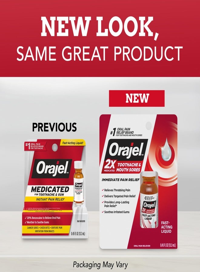Orajel 2X Medicated Toothache & Mouth Sores Liquid, 0.45 fl oz - Image 2
