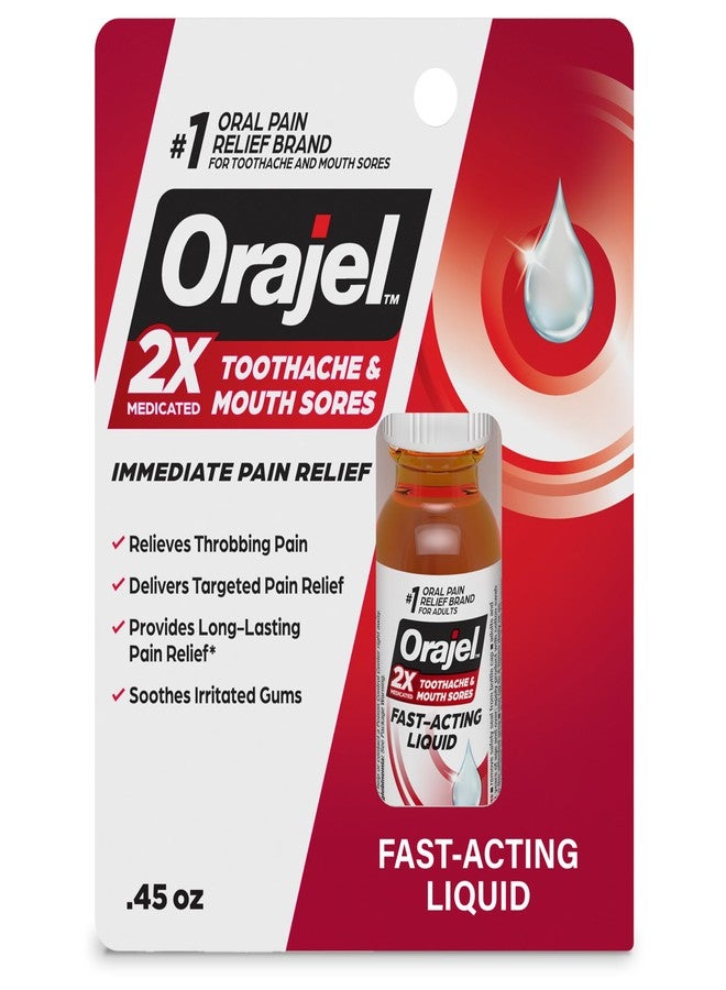 Orajel 2X Medicated Toothache & Mouth Sores Liquid, 0.45 fl oz - Image 1