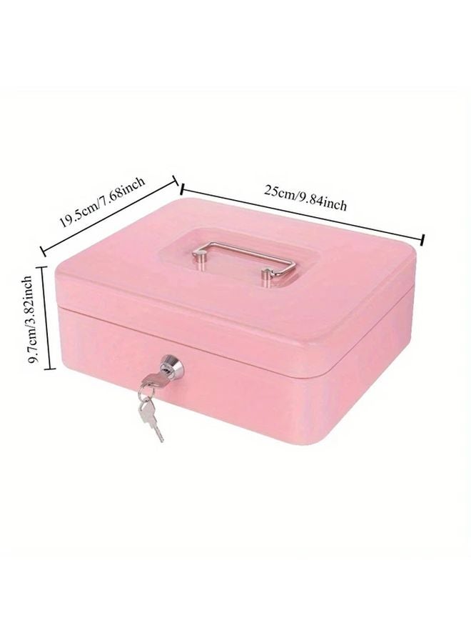 Lockable Black Cash Box With Tray Key Protected Safe Anti Theft For Home Office - Image 3