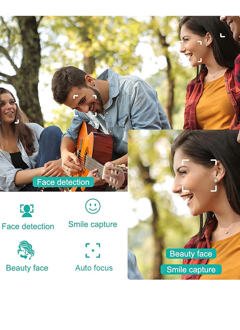 Portable Digital Camera 48MP 2.7K 2.88-inch IPS Screen 16X Zoom Auto Focus Self-Timer 32GB Extended Memory Face Detection Anti-shaking