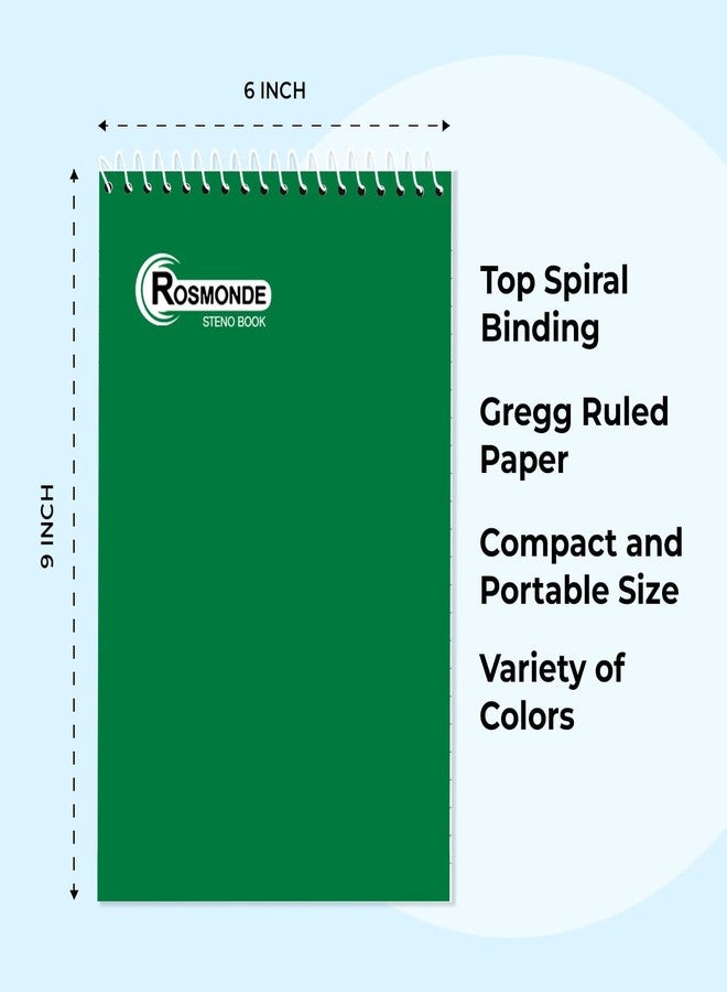 Rosmonde 12 Pack Bulk Spiral Steno Book, 6" x 9" Gregg Ruled Steno Notebook, Assorted Covers, 80 Sheets (160 Pages) Bulk Steno Notebooks for Writing Notes in Office, School, College, Spiral Note Pads - Image 5