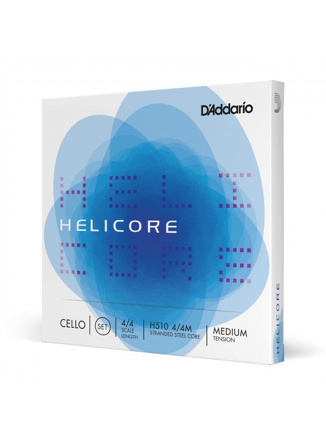 D'Addario DAddario H510 Helicore Cello String Set, 4/4 Scale Medium Tension (1 Set) Stranded Steel Core for Optimum Playability and Clear, Warm Tone Versatile and Durable Sealed Pouch Prevents Corrosion - Image 1