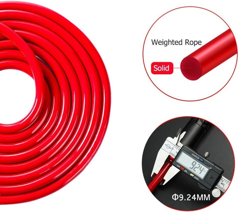 Redify Weighted Jump Rope for Workout Fitness(1LB), Tangle-Free Ball Bearing Rapid Speed Skipping Rope for MMA Boxing Weight-loss,Aluminum Handle Adjustable Length 9MM Fabric Cotton+9MM Solid PVC Rope - Image 5