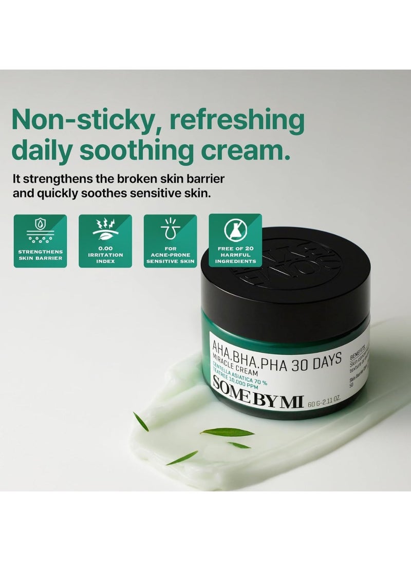 SOME BY MI AHA BHA PHA 30 Days Miracle Cream - 2.02Oz, 60ml - Mild Exfoliating Korean Moisturizer for Skin Calming and Soothing - Daily Blackhead Removing Pore Minimizer for Face - Korean Skin Care 60ml - Image 3