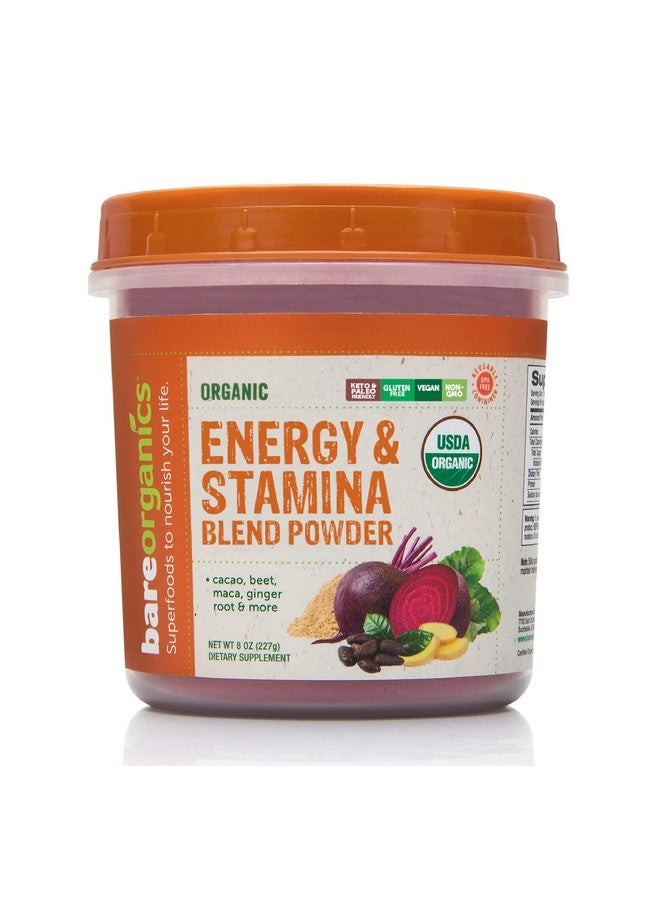 BareOrganics Energy & Stamina Blend Powder Organic Superfood Vegan Dietary Supplement 8 Ounces - Image 1