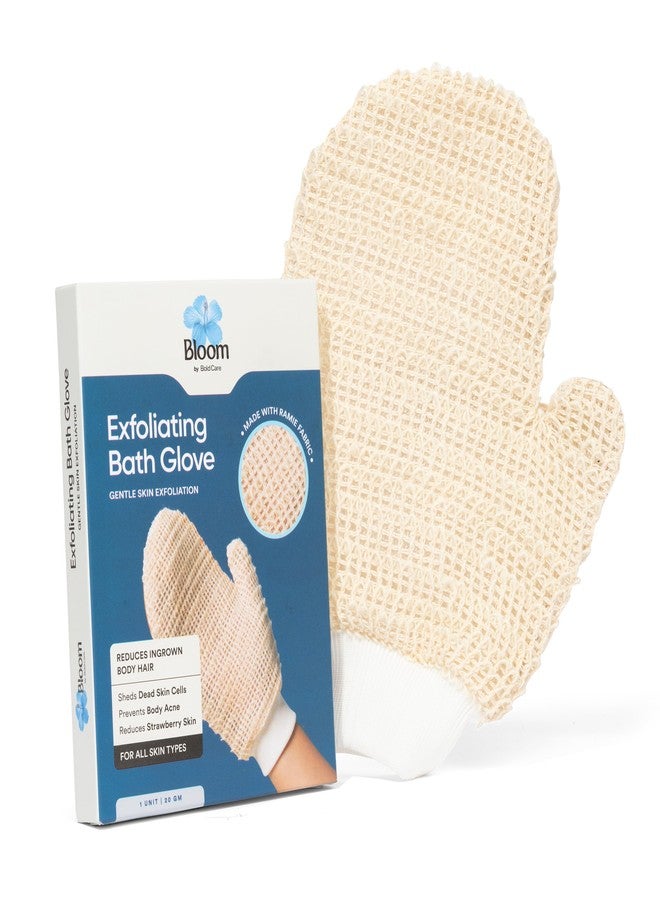 Bloom by Boldcare Bloom Exfoliating Bath Glove | (1 glove) | Exfoliating Gloves to Reduce Ingrown Hair & Strawberry Legs | 100% Ramie Fabric | Gently Removes Dead Skin Cells | For Sensitive Skin (Right Hand Glove) - Image 1