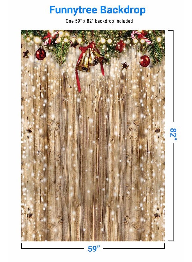 Funnytree 5x7ft Christmas Wooden Wall Photography Backdrop Glitter Bokeh Snow Winter Merry Xmas Party Background Rustic Wood Baby Shower Kids Birthday Portrait Banner Decor Photo Booth Studio - Image 2