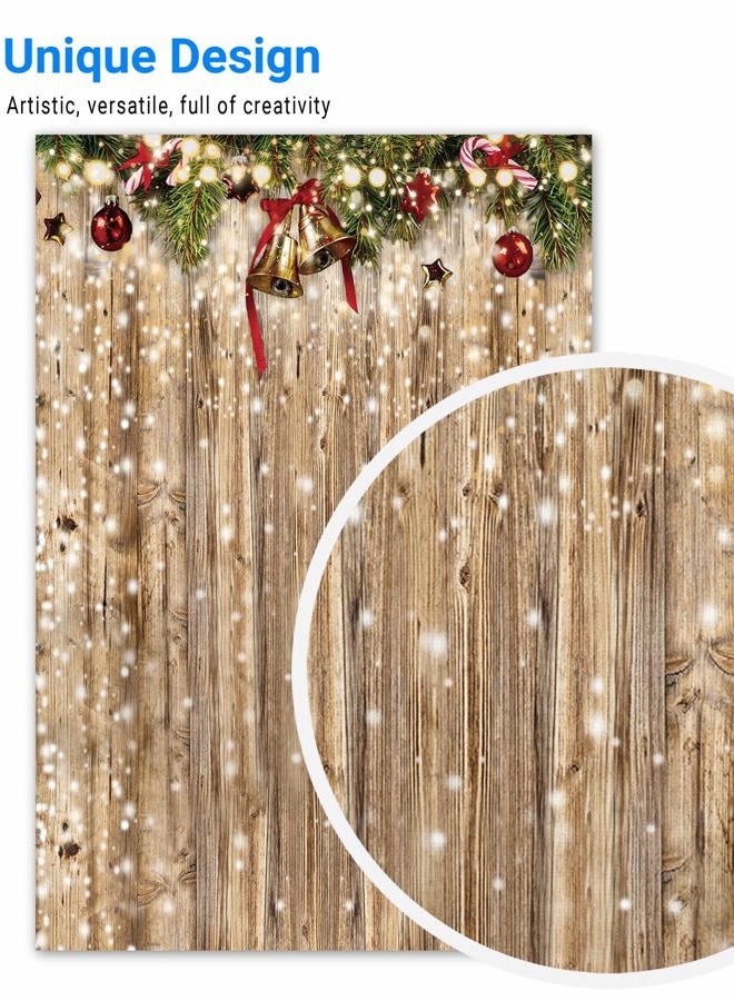 Funnytree 5x7ft Christmas Wooden Wall Photography Backdrop Glitter Bokeh Snow Winter Merry Xmas Party Background Rustic Wood Baby Shower Kids Birthday Portrait Banner Decor Photo Booth Studio - Image 3
