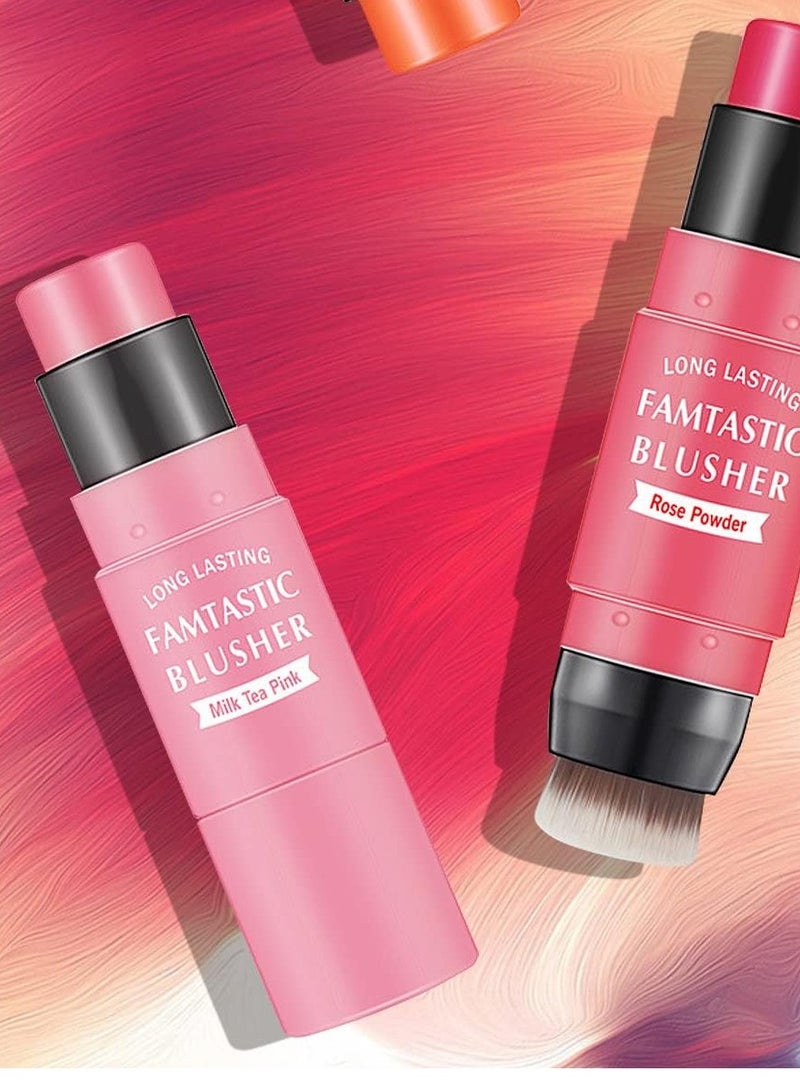 BP Blush Stick for Cheeks Blush Makeup - 2 in 1 Multi Stick Blush for Cheeks Tint & Eyes & Lips, Cheek Makeup Stick Makeup Blush with Brush, Waterproof Creme Blush (#01 milk tea Pink) - Image 1