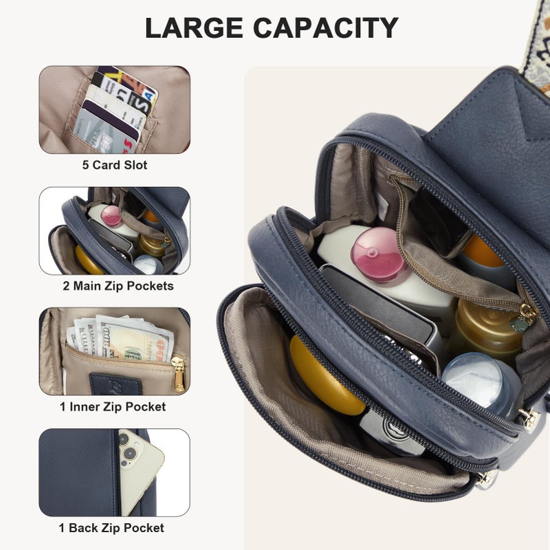 BOSTANTEN Sling Bag Quilted Crossbody Bags for Women Cross Body Purse Leather Fanny Pack with Adjustable Guitar Strap - Image 3