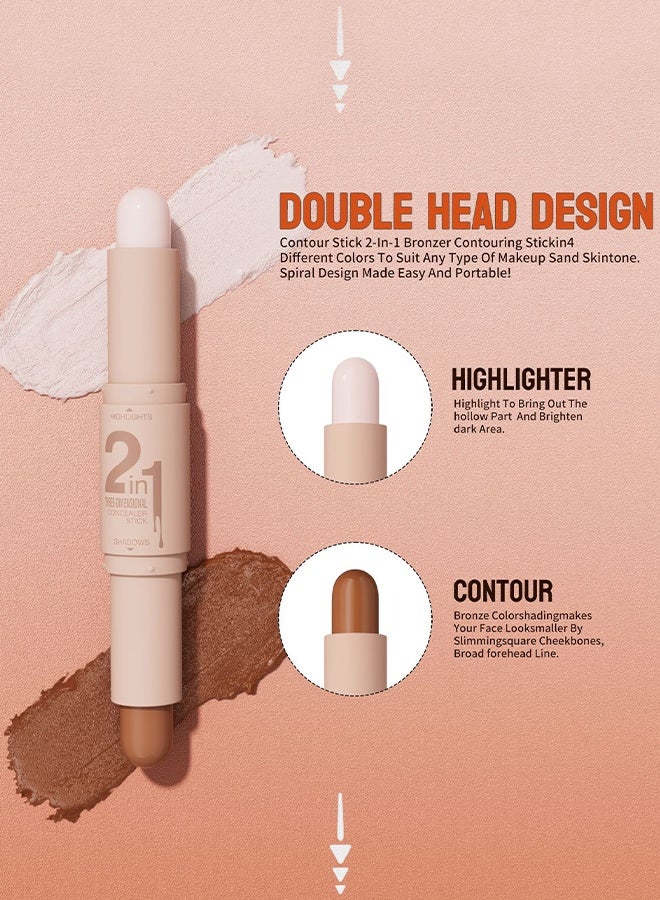 HelloKiss 2-in-1 Three-Dimensional Concealer Stick, Dual-End Highlighter Makeup Stick Contour Stick, Cream Contour Bronzer Sticks, Waterproof Face Concealer Pen For Body Face Brighten Facial Shade, Create 3D Makeup (Light Beige + Light Brown) - Image 3
