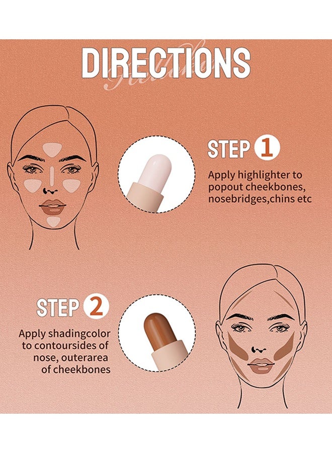 HelloKiss 2-in-1 Three-Dimensional Concealer Stick, Dual-End Highlighter Makeup Stick Contour Stick, Cream Contour Bronzer Sticks, Waterproof Face Concealer Pen For Body Face Brighten Facial Shade, Create 3D Makeup (Light Beige + Light Brown) - Image 5