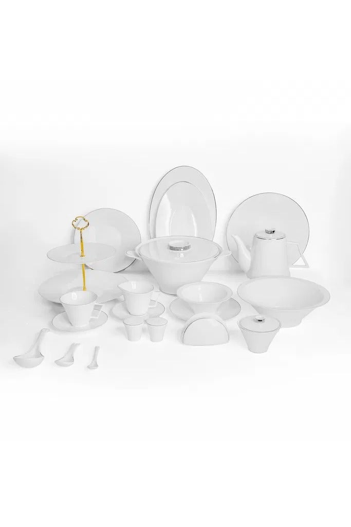 السيف غاليري طقم سفرة بورسلان السيف غاليري، 65 قطعة - ابيض - Image 1