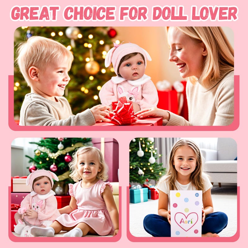 Aori Reborn Baby Dolls Lifelike Reborn Girl Doll Realistic Newborn Baby Doll with Feeding Toy Set for Kids 3+ - Image 3