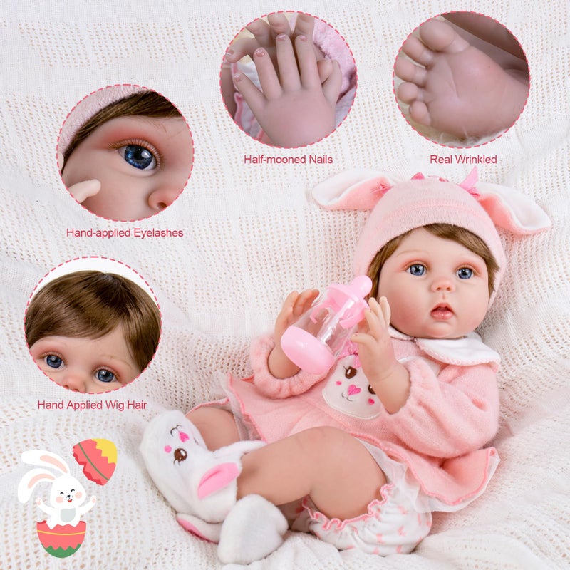 Aori Reborn Baby Dolls Lifelike Reborn Girl Doll Realistic Newborn Baby Doll with Feeding Toy Set for Kids 3+ - Image 5