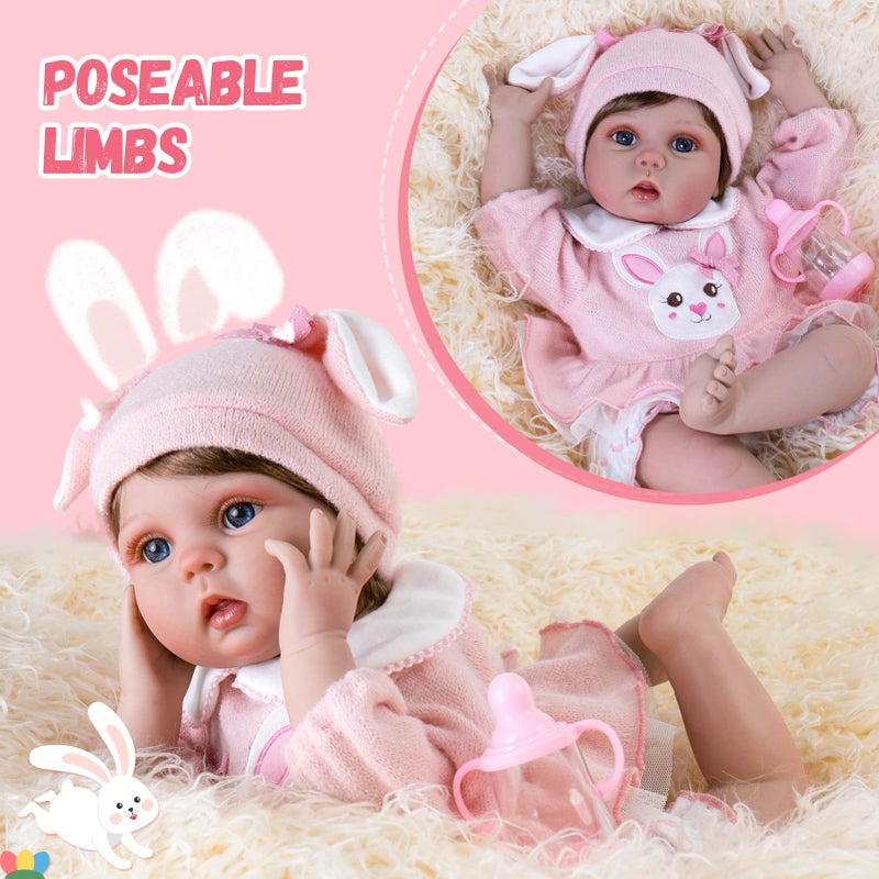Aori Reborn Baby Dolls Lifelike Reborn Girl Doll Realistic Newborn Baby Doll with Feeding Toy Set for Kids 3+ - Image 4