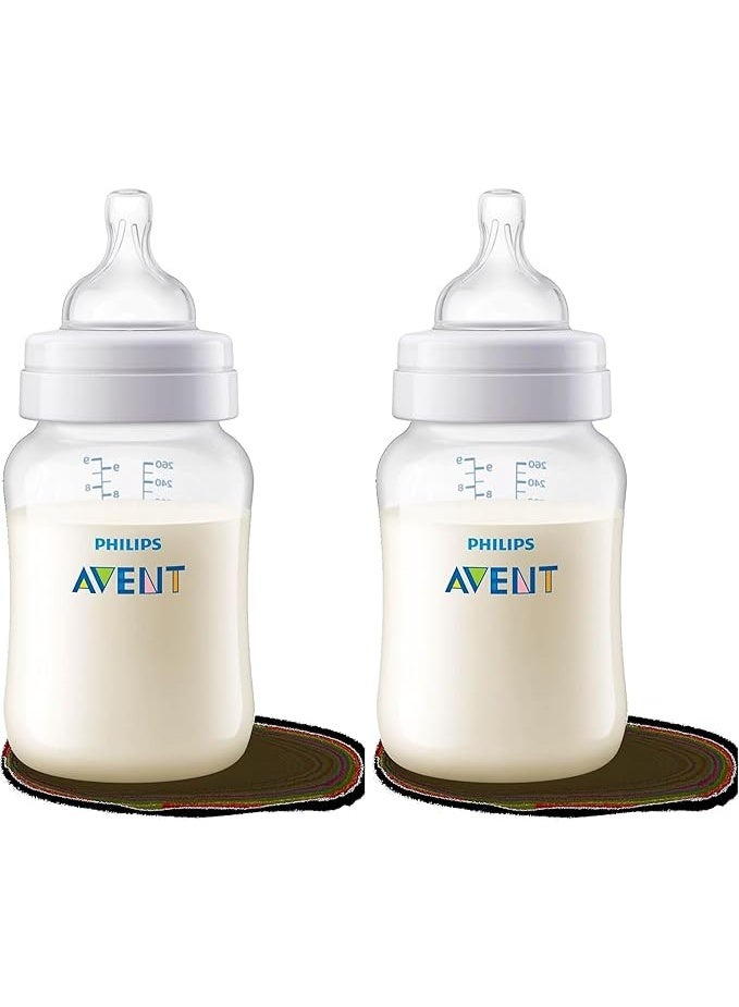 Avent Anti-Colic Baby Bottle – 260ml, +1 Month, White (Pack of 2) – Easy & Comfortable Feeding - Image 1