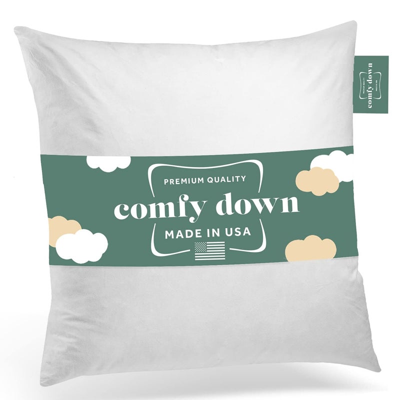 ComfyDown Decorative Throw Pillow Insert, Down and Feathers Fill, 100% Cotton Cover 233 Thread Count, Square Pillow Insert - Made in USA (20" x 20") - Image 1