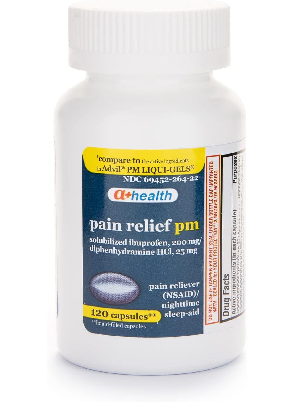 a+health Ibuprofen PM Softgels, Pain Reliever/Nighttime Sleep Aid (NSAID), Made in USA, 120 Count 