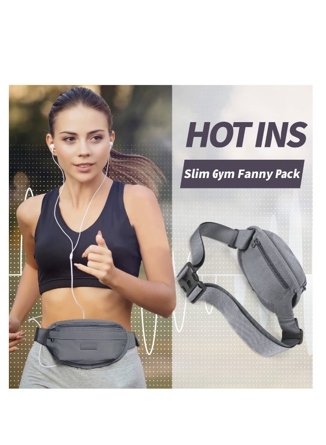 Pack for Women Men, Fashionable Waterproof Crossbody Waist Bag, Pack Belt Bag for Yoga, Running Sport, Workout, Hiking Travel Walking, Easy Carry Any Phone Wallet Purse (Grey) - Image 3