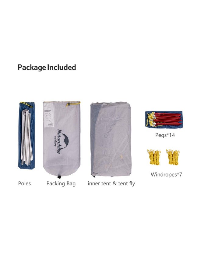 Naturehike Cloudup-Wing 2-Men Tent | Ultralight Camping Tent | Rectangular Tent | Size: (60+215) X 132 X 100 Cm | Windproof, Waterproof, Lightweight | Color - Grey & Blue  - Image 5