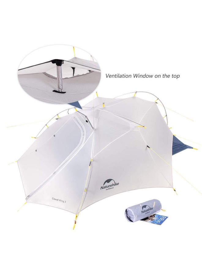 Naturehike Cloudup-Wing 2-Men Tent | Ultralight Camping Tent | Rectangular Tent | Size: (60+215) X 132 X 100 Cm | Windproof, Waterproof, Lightweight | Color - Grey & Blue  - Image 4