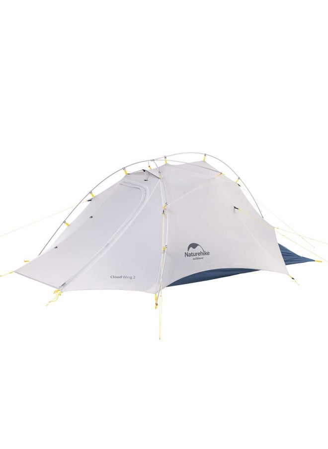 Naturehike Cloudup-Wing 2-Men Tent | Ultralight Camping Tent | Rectangular Tent | Size: (60+215) X 132 X 100 Cm | Windproof, Waterproof, Lightweight | Color - Grey & Blue  - Image 1