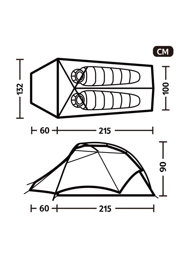 Naturehike Cloudup-Wing 2-Men Tent | Ultralight Camping Tent | Rectangular Tent | Size: (60+215) X 132 X 100 Cm | Windproof, Waterproof, Lightweight | Color - Grey & Blue  - Image 2
