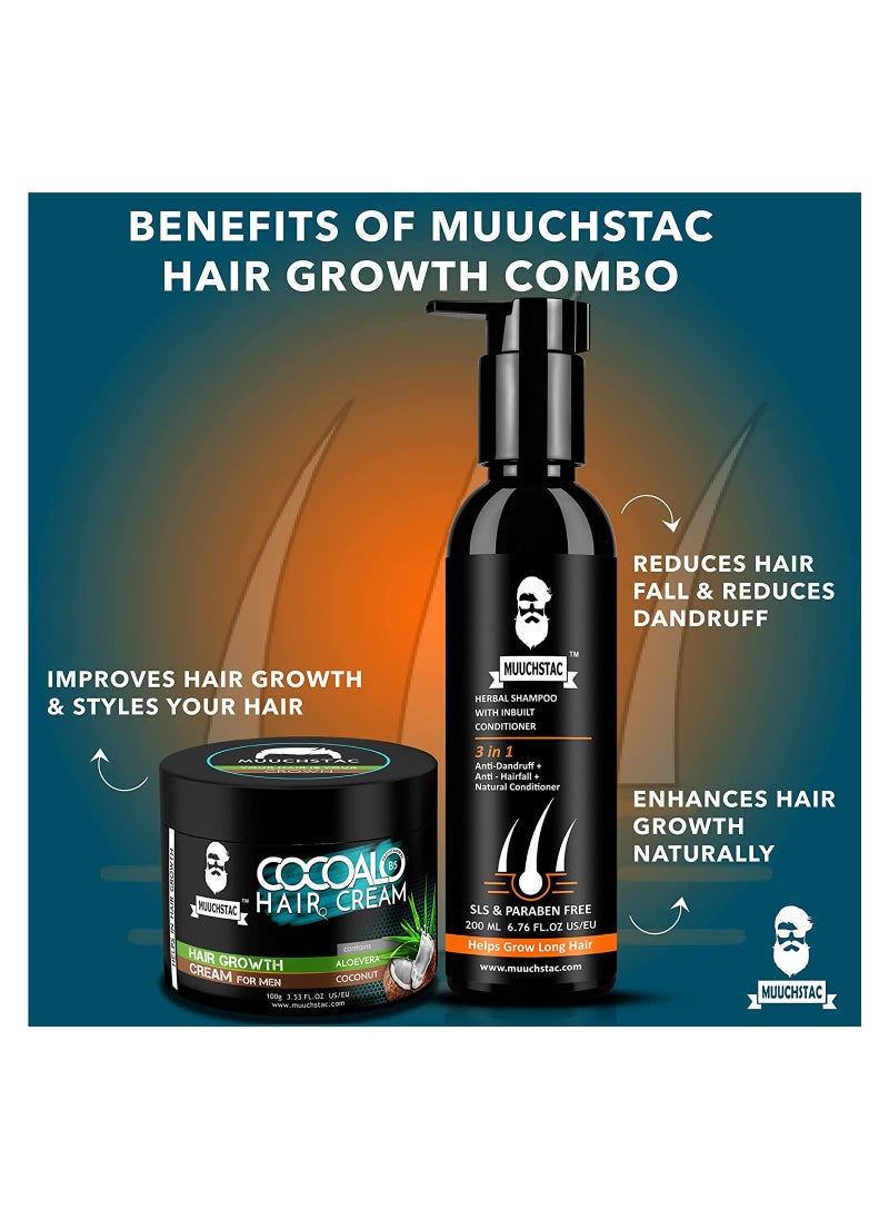 MUUCHSTAC - Anti dandruff Anti Hairfall Herbal Shampoo With Inbuilt Conditioner 200ml Cocoalo Hair Cream 100gm - Image 1