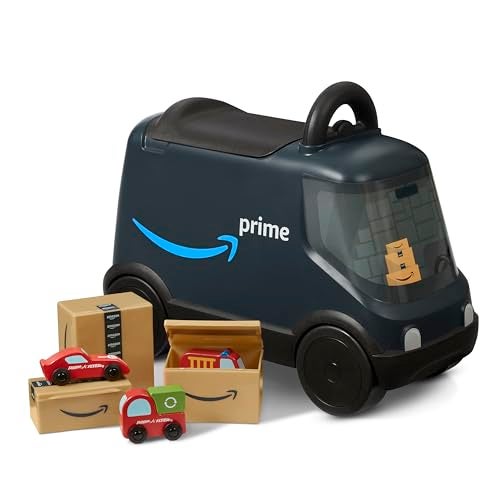 Radio Flyer لعبة سيارة توصيل أمازون للأطفال، لعبة ركوب زرقاء للأطفال من عمر 2 سنة فما فوق، حصرية من أمازون - Image 1