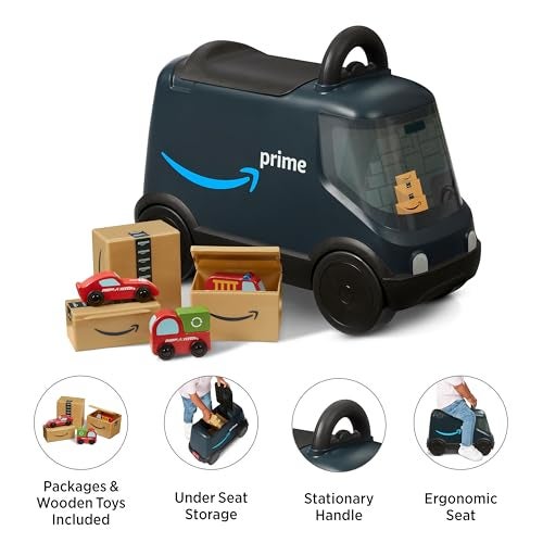 Radio Flyer لعبة سيارة توصيل أمازون للأطفال، لعبة ركوب زرقاء للأطفال من عمر 2 سنة فما فوق، حصرية من أمازون - Image 4