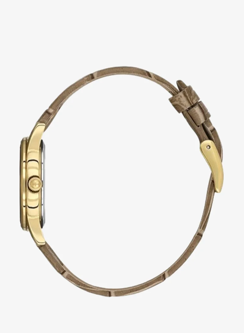 Freelook Paris Freelook - Naturelle Women's Watch | Steel Case | Leather Band | Gold & Round Dial | Analog | Japanese Quartz | Sapphire Crystal | Premium Luxury Watch | Ideal Gift | Water Resistant 50 Meters