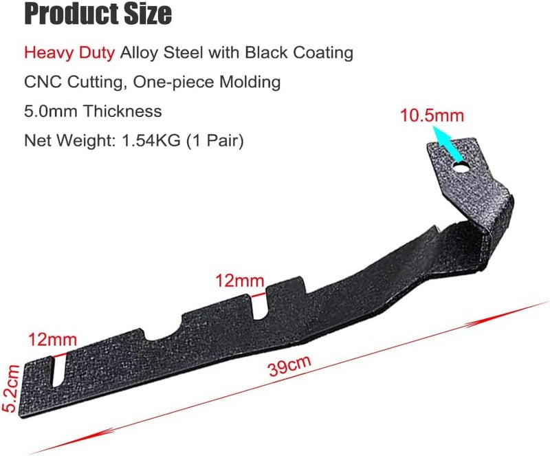 DarSeity Heavy Duty Low Profile Mount Hood Hinges Ditch Light Brackets for Dodge RAM 1500 2500 3500 (2009-2018) - Image 3