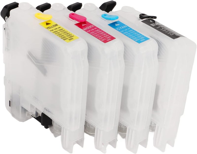 Polypropylene Material Construction Refillable Ink Cartridge Set with Permanent Chip - Compatible with LC123-4 Pack Replacement Kit Including Black Cyan Magenta and Yellow (LC203) - Image 4