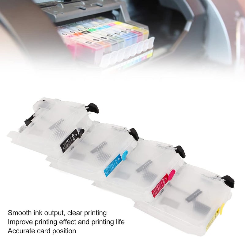 Polypropylene Material Construction Refillable Ink Cartridge Set with Permanent Chip - Compatible with LC123-4 Pack Replacement Kit Including Black Cyan Magenta and Yellow (LC203) - Image 3