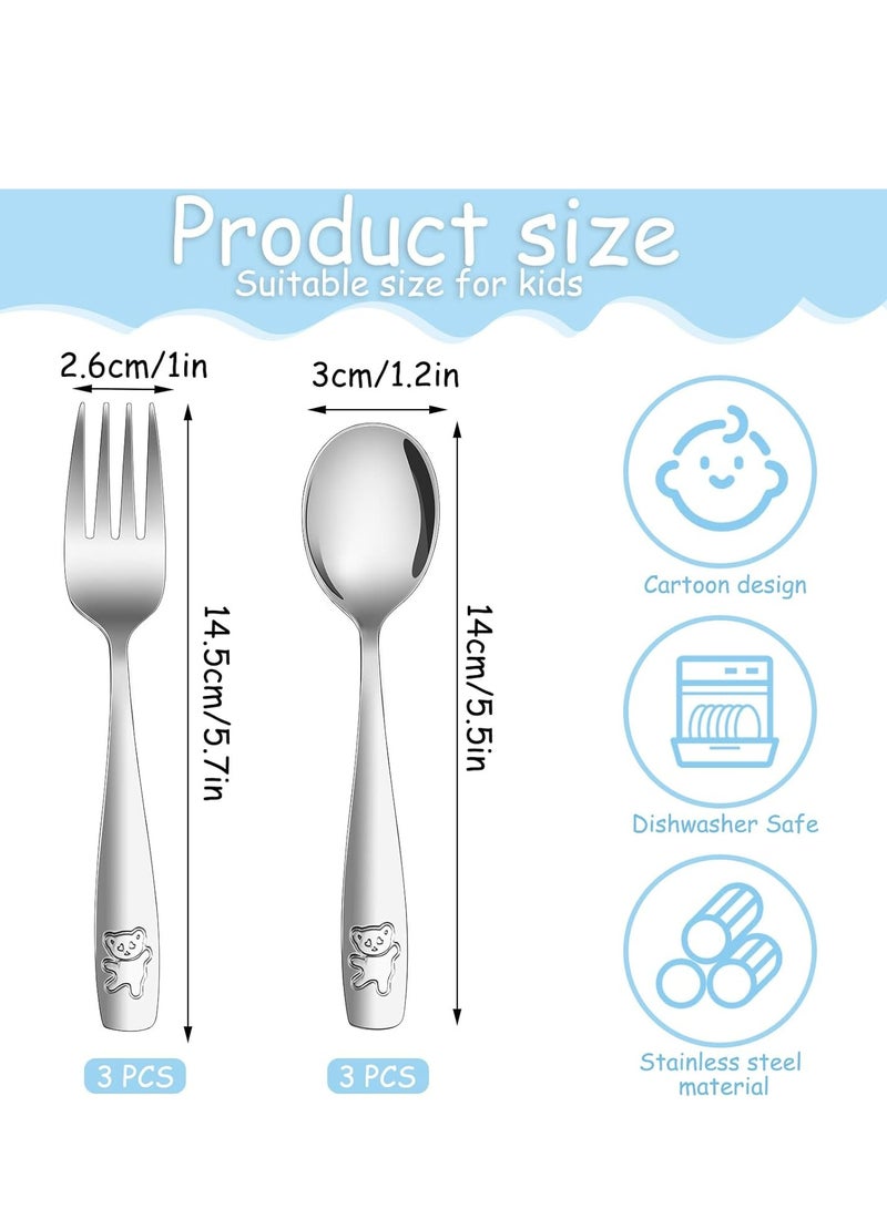 Oasisgalore 6-Piece Kids Silverware Set - Stainless Steel Toddler Forks & Spoons, Safe Flatware for Children (3 Forks, 3 Spoons) - Image 2