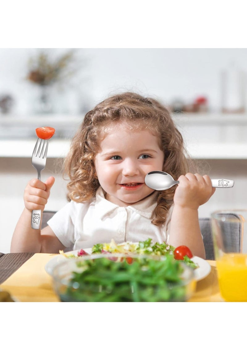 Oasisgalore 6-Piece Kids Silverware Set - Stainless Steel Toddler Forks & Spoons, Safe Flatware for Children (3 Forks, 3 Spoons) - Image 3