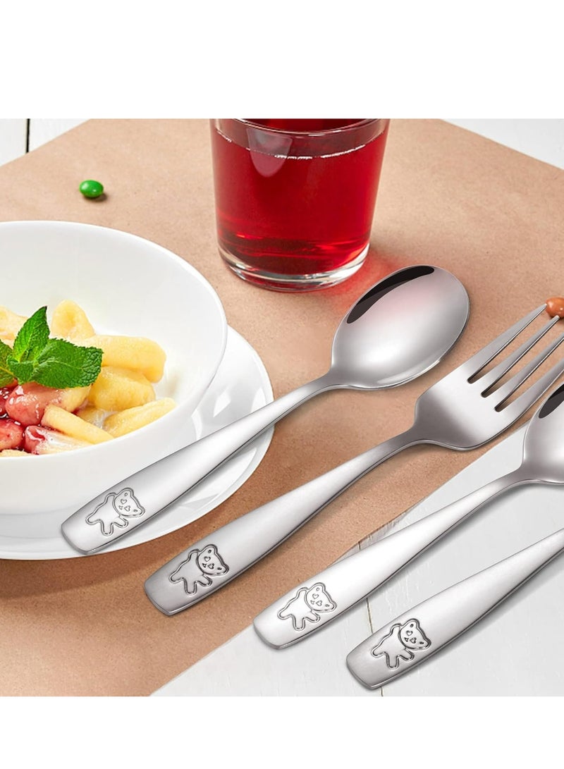 Oasisgalore 6-Piece Kids Silverware Set - Stainless Steel Toddler Forks & Spoons, Safe Flatware for Children (3 Forks, 3 Spoons) - Image 4