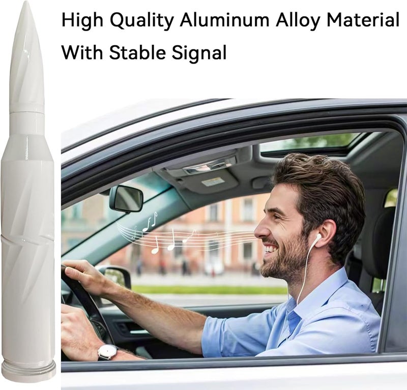 Seprochoo White Car Truck Bullet Antenna 50 Cal Bullet Antenna Truck Accessories Universal Replacement for GMC Sierra 1500 Chevy Dodge Ram Silverado 1500 2500 3500 Ford F150 F250 F350 Spiral (White, 5.5inch) Temp resistant - Image 4