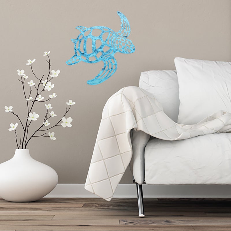 🏠 تمثال حائط سلحفاة من الحديد مزخرف ديكور حديقة أزرق مقاس 27 0 20 سم مجموعة واحدة - Image 5
