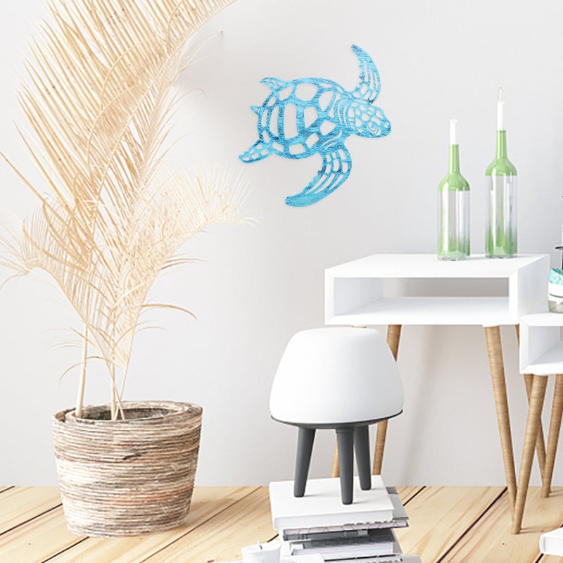 🏠 تمثال حائط سلحفاة من الحديد مزخرف ديكور حديقة أزرق مقاس 27 0 20 سم مجموعة واحدة - Image 4