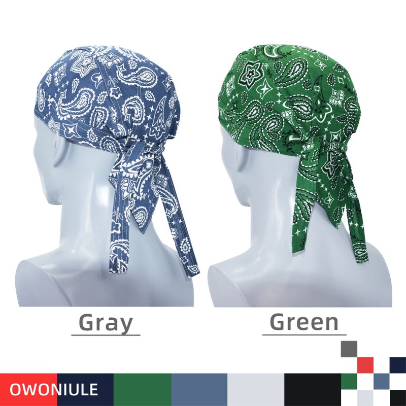 Owoniule Cotton Doo Rag Pirate Hat Paisley Skull Caps Sweat Wicking Head Wraps Breathable Helmet Liner Beanie Dew Rags Summer Hat for Men and Women (Paisley) - Image 5
