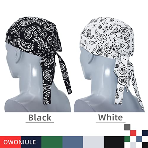 Owoniule Cotton Doo Rag Pirate Hat Paisley Skull Caps Sweat Wicking Head Wraps Breathable Helmet Liner Beanie Dew Rags Summer Hat for Men and Women (Paisley) - Image 4