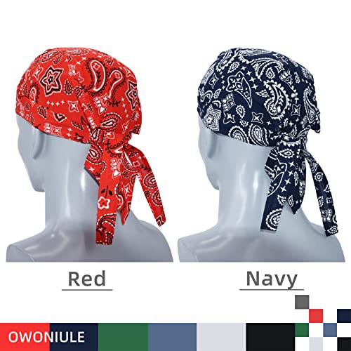 Owoniule Cotton Doo Rag Pirate Hat Paisley Skull Caps Sweat Wicking Head Wraps Breathable Helmet Liner Beanie Dew Rags Summer Hat for Men and Women (Paisley) - Image 3