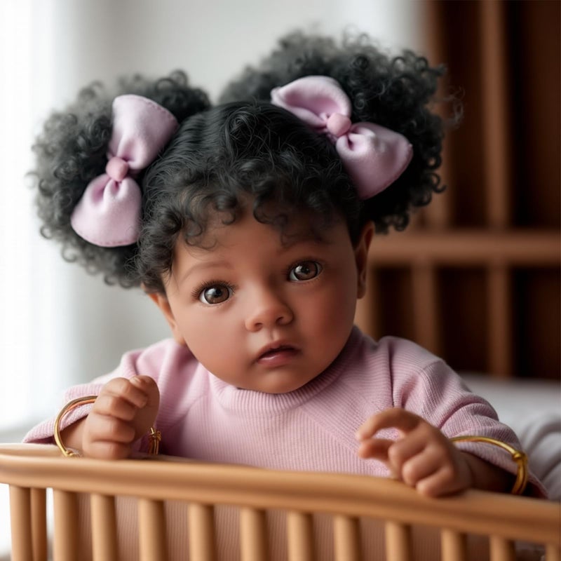 BABESIDE Lifelike Reborn Baby Dolls Daisy Black Girl- 20 Inch Soft Body Realistic-Newborn Baby Dolls Handmade Real Life Baby Dolls with Clothes and Toy Gift for Kids Age - Image 5