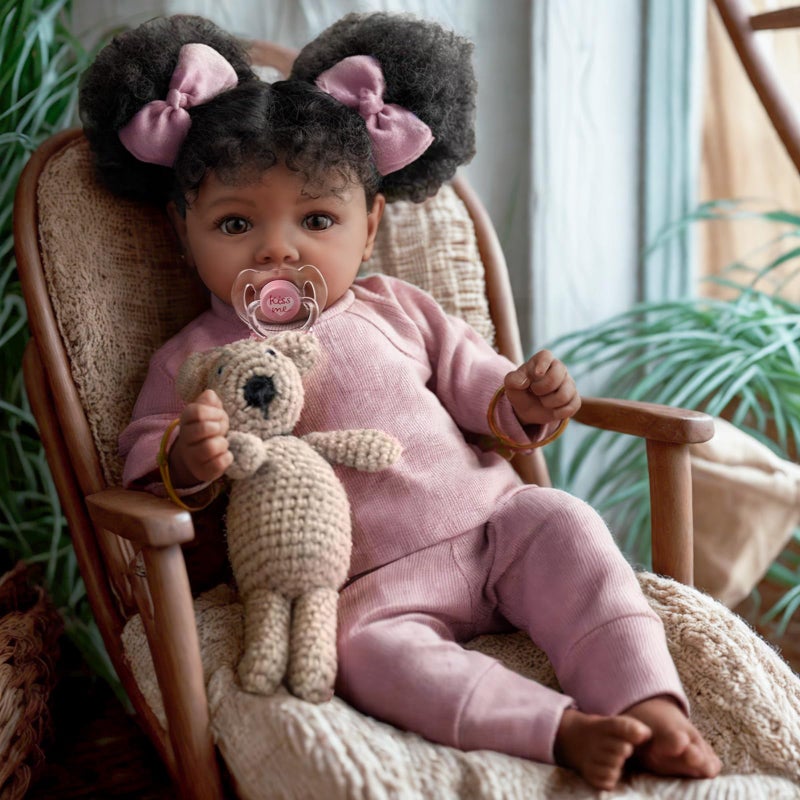 BABESIDE Lifelike Reborn Baby Dolls Daisy Black Girl- 20 Inch Soft Body Realistic-Newborn Baby Dolls Handmade Real Life Baby Dolls with Clothes and Toy Gift for Kids Age - Image 2