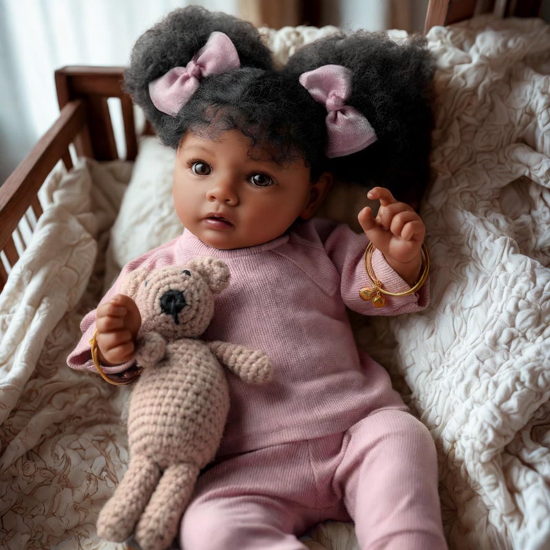 BABESIDE Lifelike Reborn Baby Dolls Daisy Black Girl- 20 Inch Soft Body Realistic-Newborn Baby Dolls Handmade Real Life Baby Dolls with Clothes and Toy Gift for Kids Age - Image 4