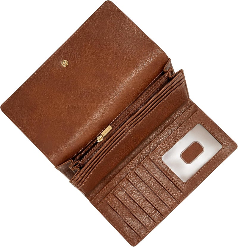 فوسيل Fossil Women's Logan Leather RFID-Blocking Flap Clutch Wallet for Women - Image 2