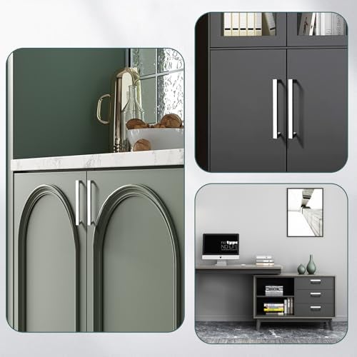 GOBEKOR 10 Pack Solid Polished Chrome Cabinet Handles 5 Inch Hole Center Chrome Drawer Pulls, Euro Square Bar Dresser Handles Cabinet Hardware - Image 5