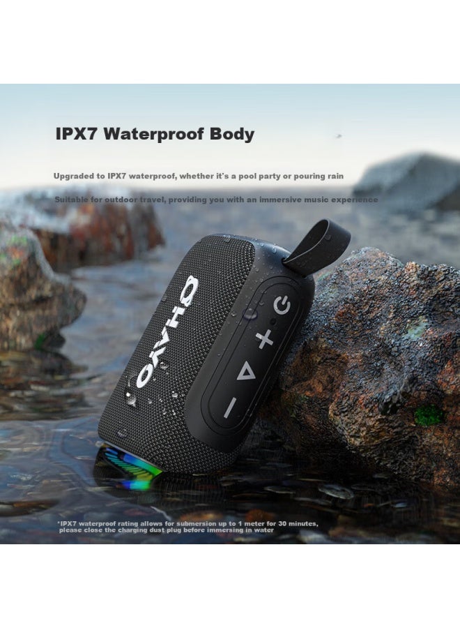 OHAYO سماعة بلوتوث S5، صوت لاسلكي، مضخم صوت محمول، تخييم خارجي، ركوب الدراجات، جري، صوت منخفض للغاية، استخدام منزلي ومكتبي، تصميم مضاد للماء صغير، رمادي - Image 3